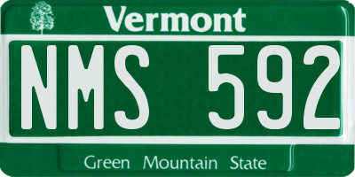 VT license plate NMS592