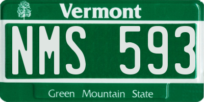 VT license plate NMS593