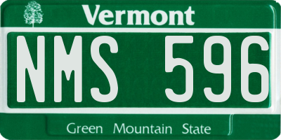 VT license plate NMS596