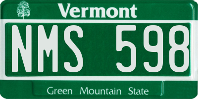 VT license plate NMS598