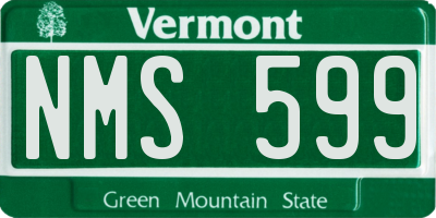 VT license plate NMS599