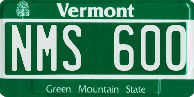 VT license plate NMS600