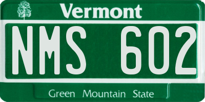 VT license plate NMS602