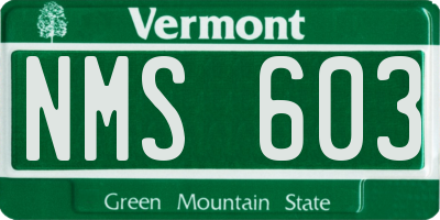 VT license plate NMS603