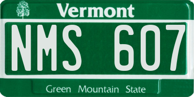 VT license plate NMS607