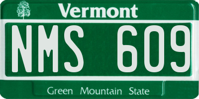 VT license plate NMS609