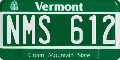 VT license plate NMS612