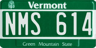 VT license plate NMS614