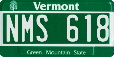 VT license plate NMS618