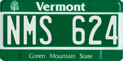 VT license plate NMS624