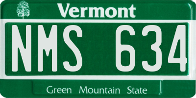VT license plate NMS634