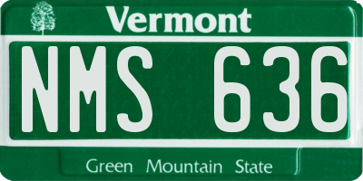 VT license plate NMS636