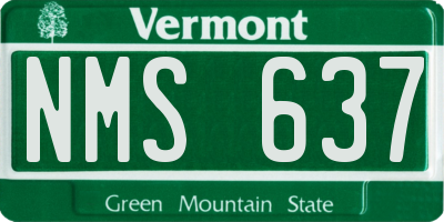 VT license plate NMS637