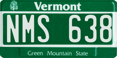VT license plate NMS638