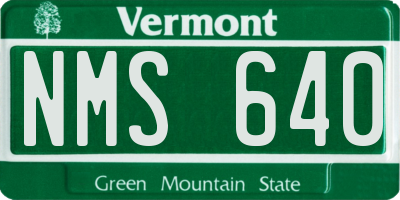 VT license plate NMS640