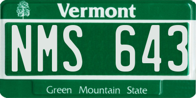 VT license plate NMS643