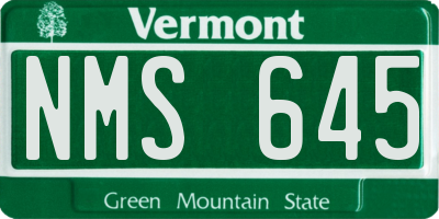 VT license plate NMS645