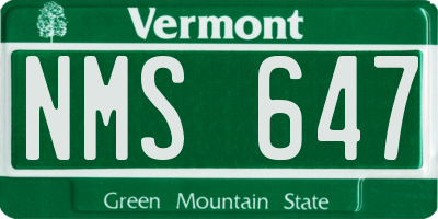 VT license plate NMS647