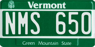 VT license plate NMS650