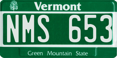VT license plate NMS653