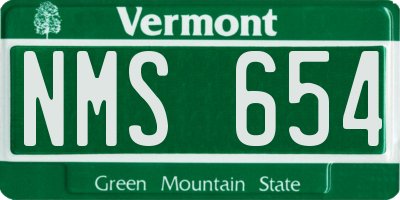 VT license plate NMS654