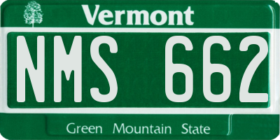 VT license plate NMS662