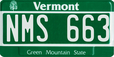 VT license plate NMS663