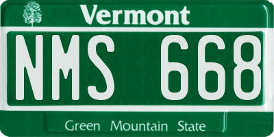 VT license plate NMS668