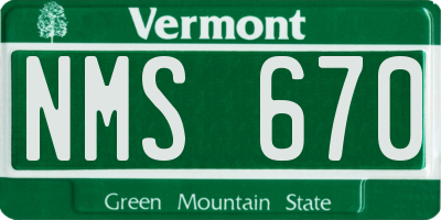 VT license plate NMS670
