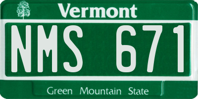 VT license plate NMS671