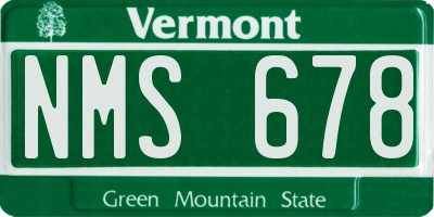 VT license plate NMS678