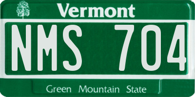 VT license plate NMS704