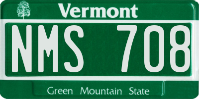 VT license plate NMS708
