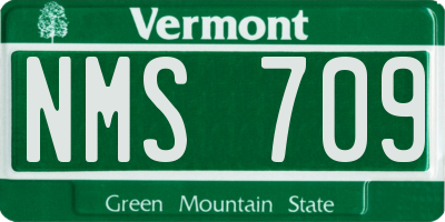 VT license plate NMS709