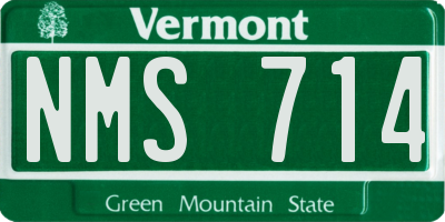 VT license plate NMS714