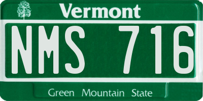 VT license plate NMS716