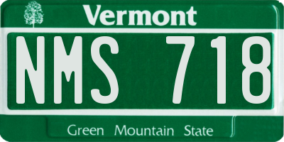 VT license plate NMS718