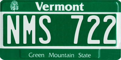 VT license plate NMS722