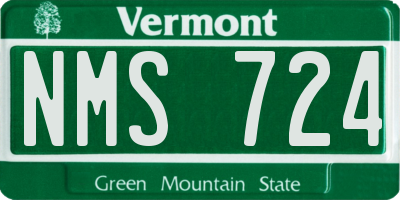 VT license plate NMS724