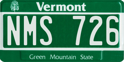 VT license plate NMS726