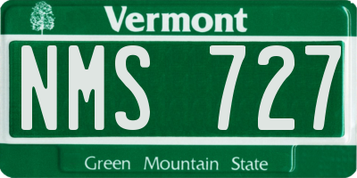 VT license plate NMS727