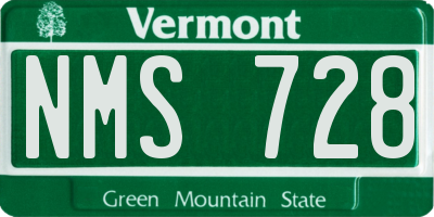 VT license plate NMS728