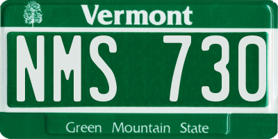 VT license plate NMS730