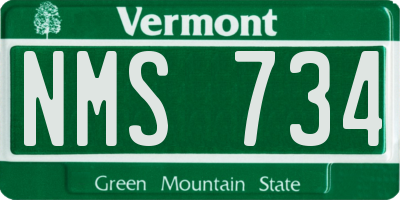 VT license plate NMS734
