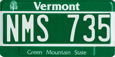 VT license plate NMS735