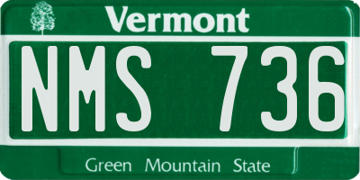 VT license plate NMS736
