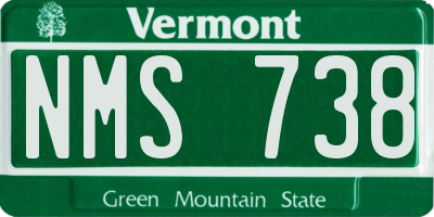 VT license plate NMS738