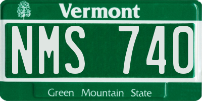 VT license plate NMS740