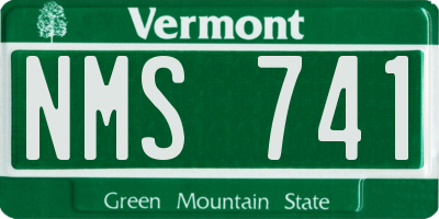 VT license plate NMS741