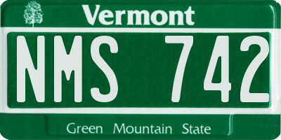 VT license plate NMS742